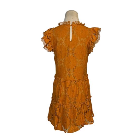 Blue Tassel gold floral lace tiered tunic mini dress size XS - Picture 2 of 15